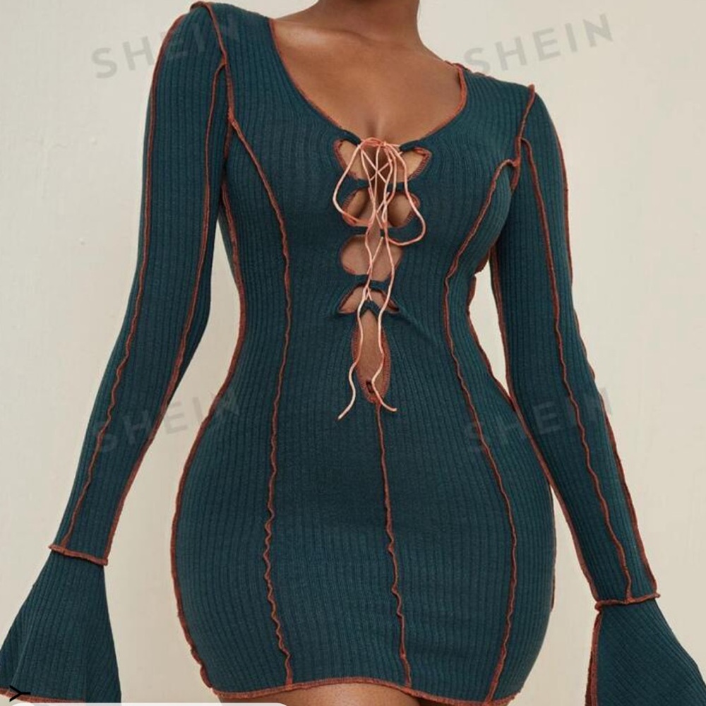 Lace up bodycon dress